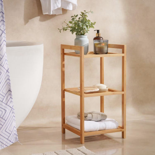 3-Tier Bamboo Bath Rack, 30x30x57cm, Natural Finish
