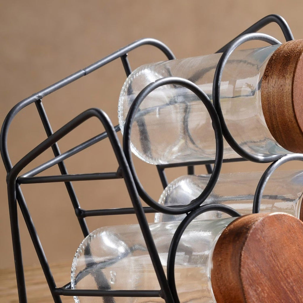 Virella 6 Piece Jar Set for Spices with Slanting Stand