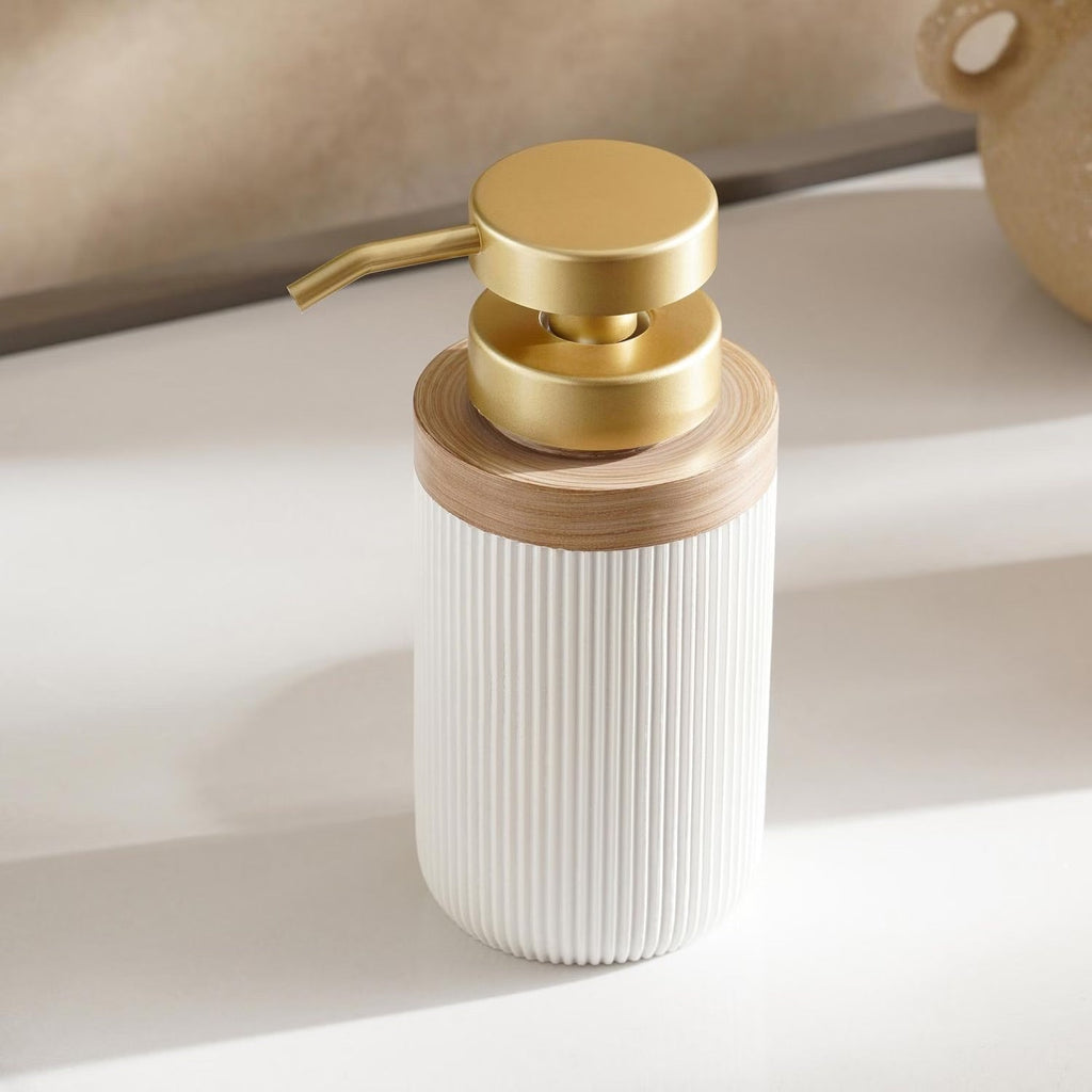 Soap Dish, Dispenser & Tumbler Set for Bathroom, White