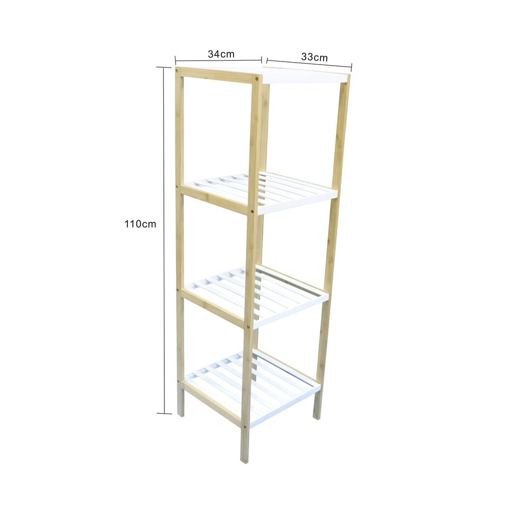 4-Tier Bamboo Bath Shelf, 34x33x110cm, White
