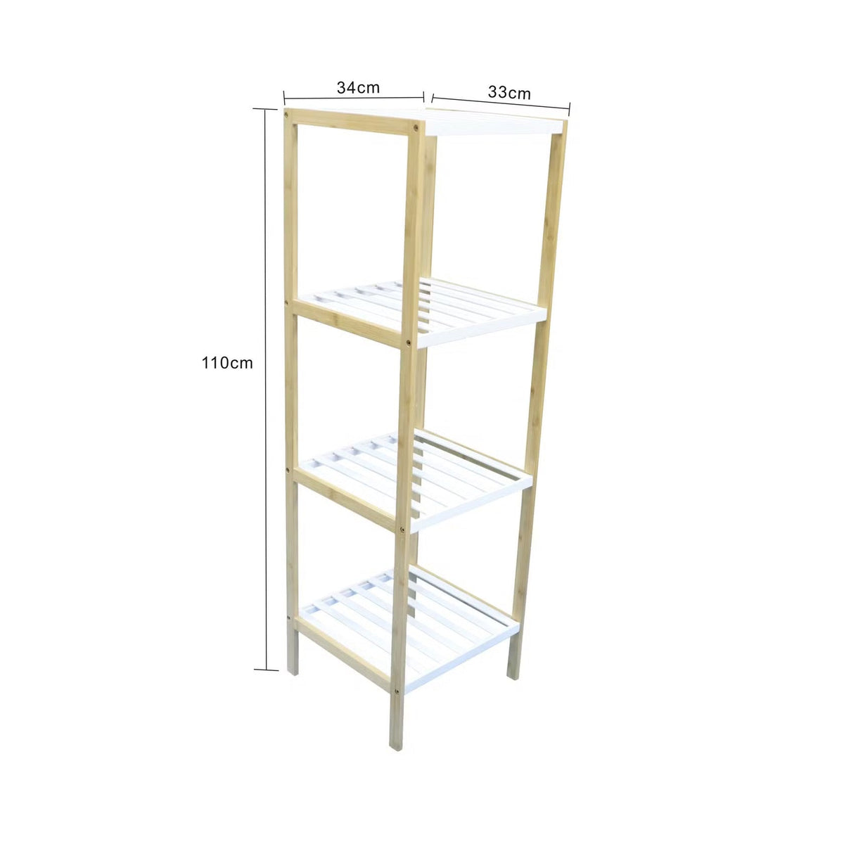 4-Tier Bamboo Bath Shelf, 34x33x110cm, White