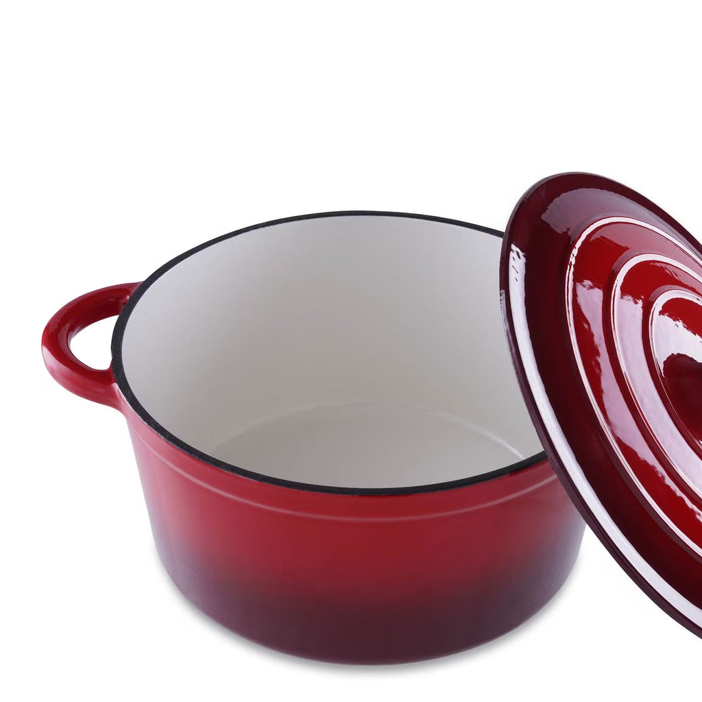 Enameled Cast Iron Cooking Pot 2L, Ombre Red