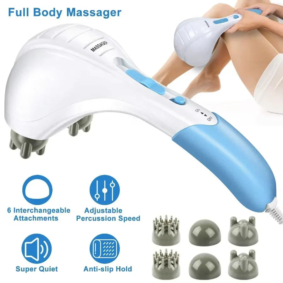 Dual Vibration Handheld Electric Massager with Adjustable Intensity