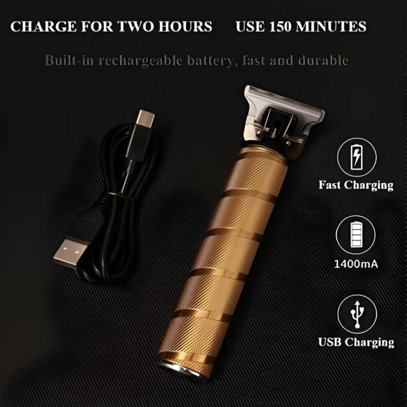 Gold Hair Clipper 7 Piece Set for Men with Adjustable Blades