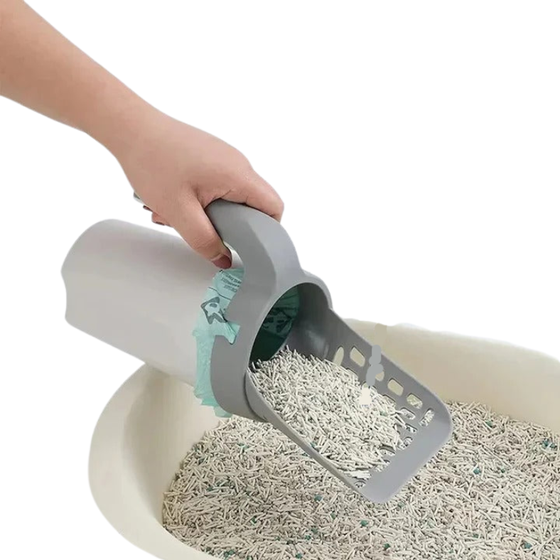 Cat Litter Scoop with Integrated Waste Container and Sifter