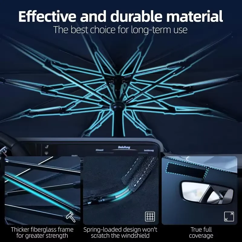 Windshield Sun Shade, Umbrella Foldable UV Blocking Car Sunshade