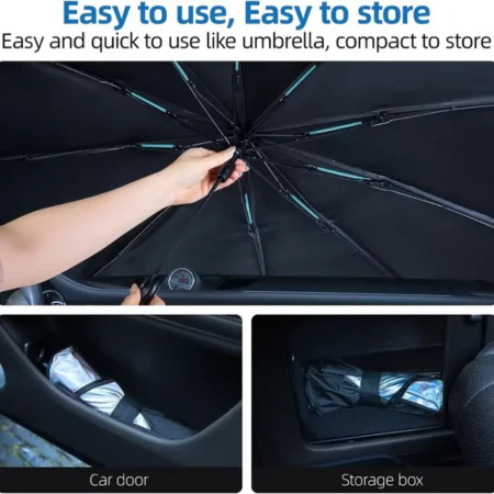 Windshield Sun Shade, Umbrella Foldable UV Blocking Car Sunshade