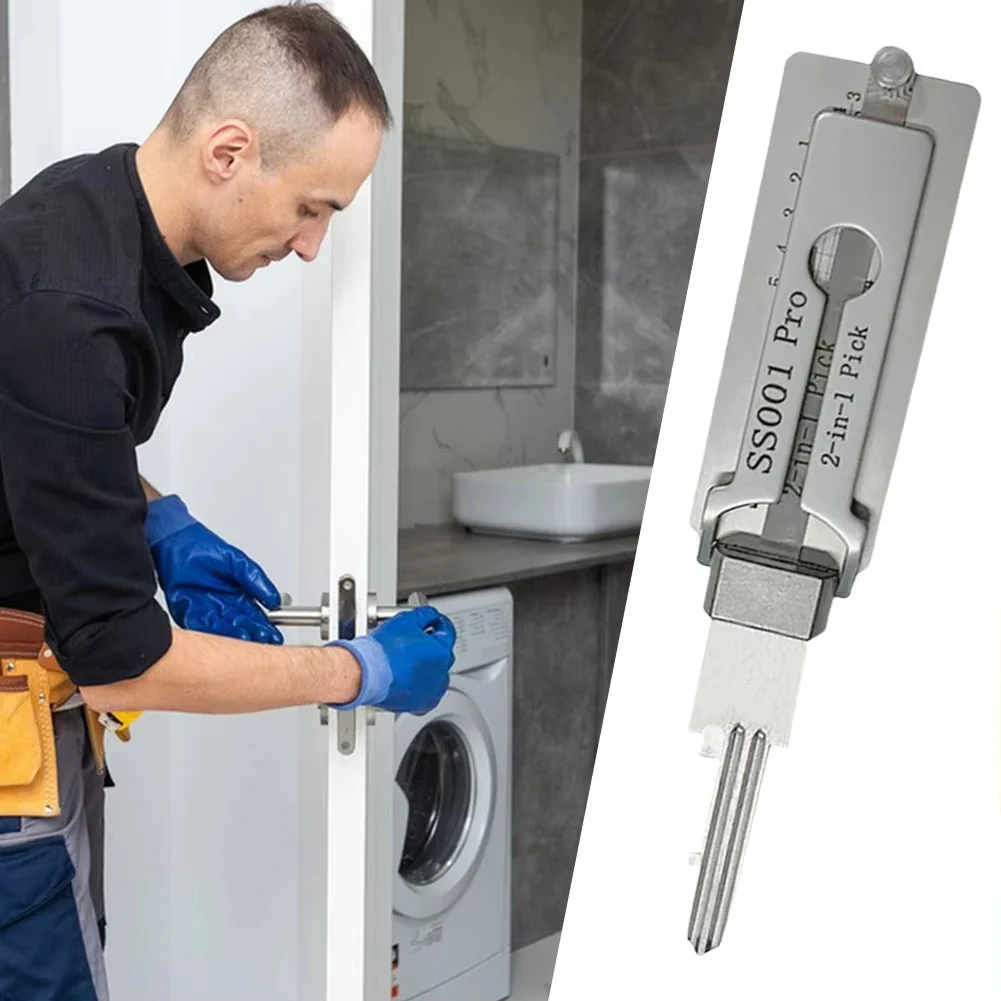 Stainless Steel Key Decoder 2-in-1 Lock Decoding & Picking Tool for Locksmiths