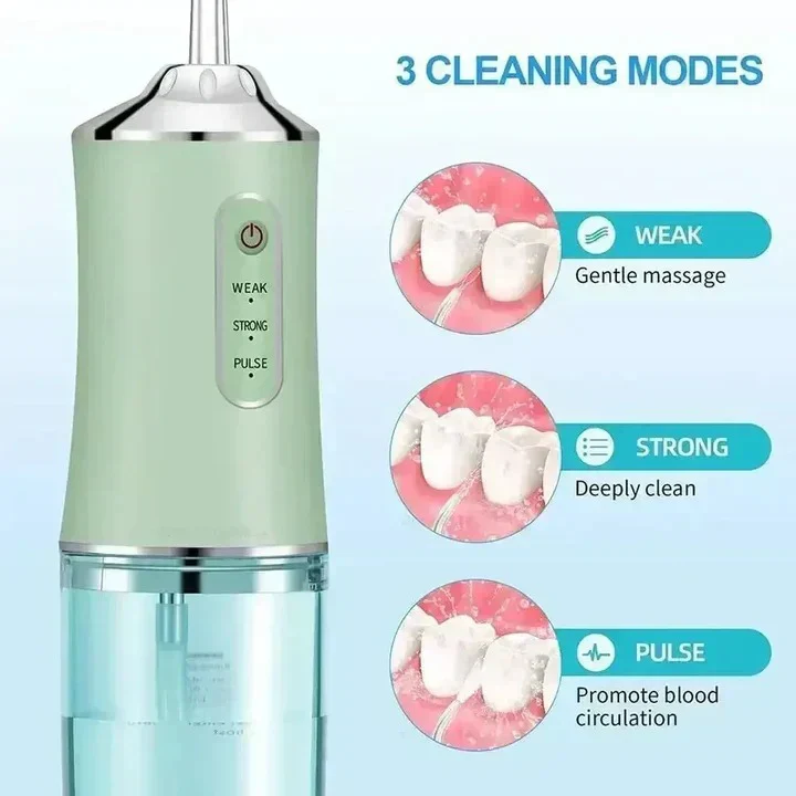 Rechargeable Water Flosser with Replaceable Nozzles