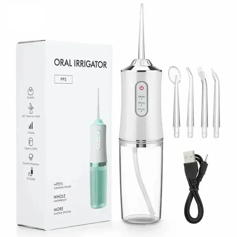 Rechargeable Water Flosser with Replaceable Nozzles