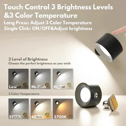 Rechargeable Wall Light with 360° Rotation