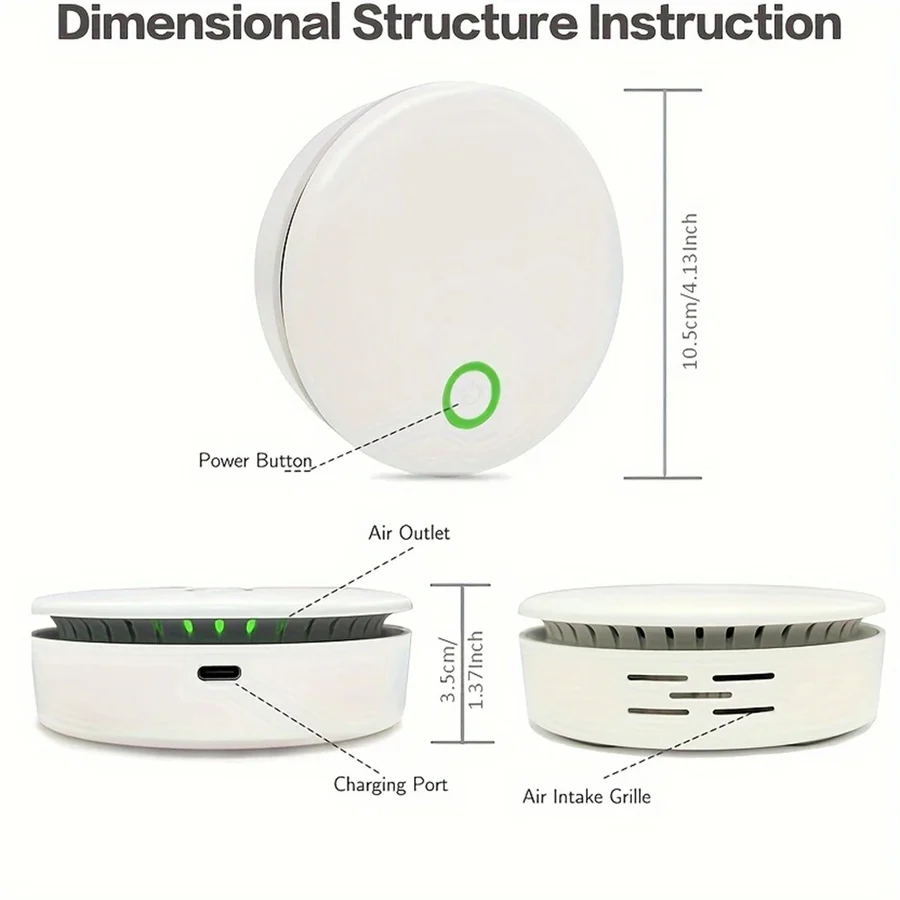 Portable Air Purifier and Odor Reducer with Negative Ion and Ozone Technology