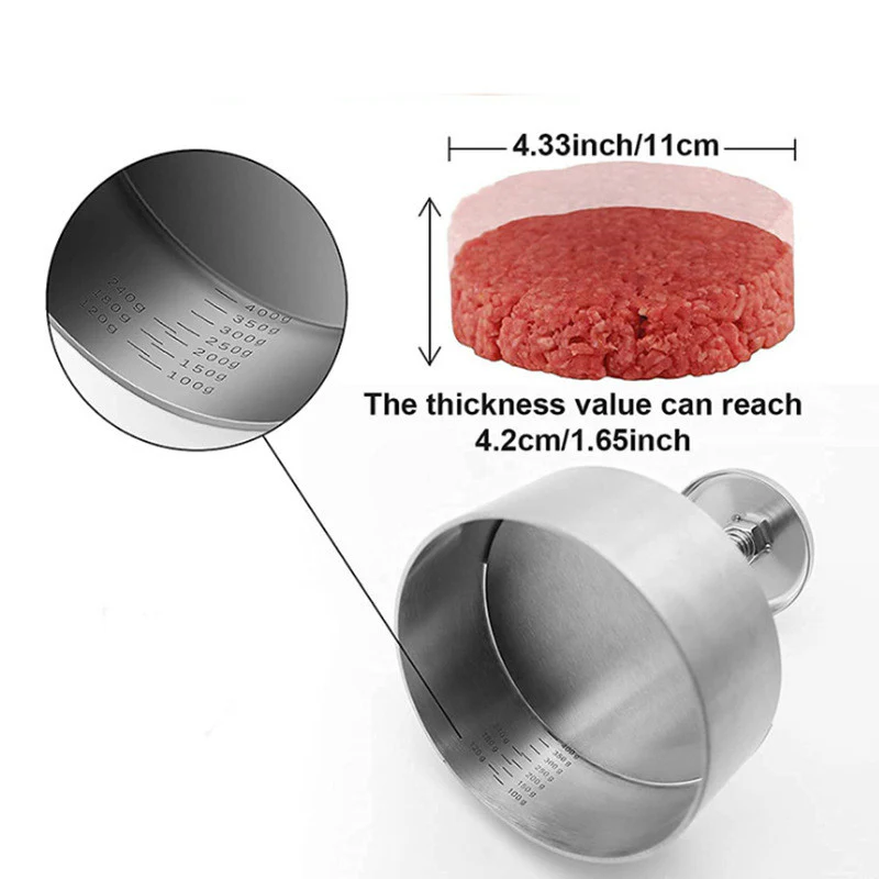 Stainless Steel Burger Press Mold for 5-Inch Patties