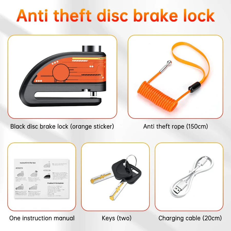 Motorcycle Disc Lock Alarm with 120dB Siren