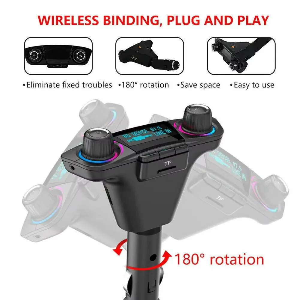 Bluetooth 5.0 Car FM Transmitter with USB Charger