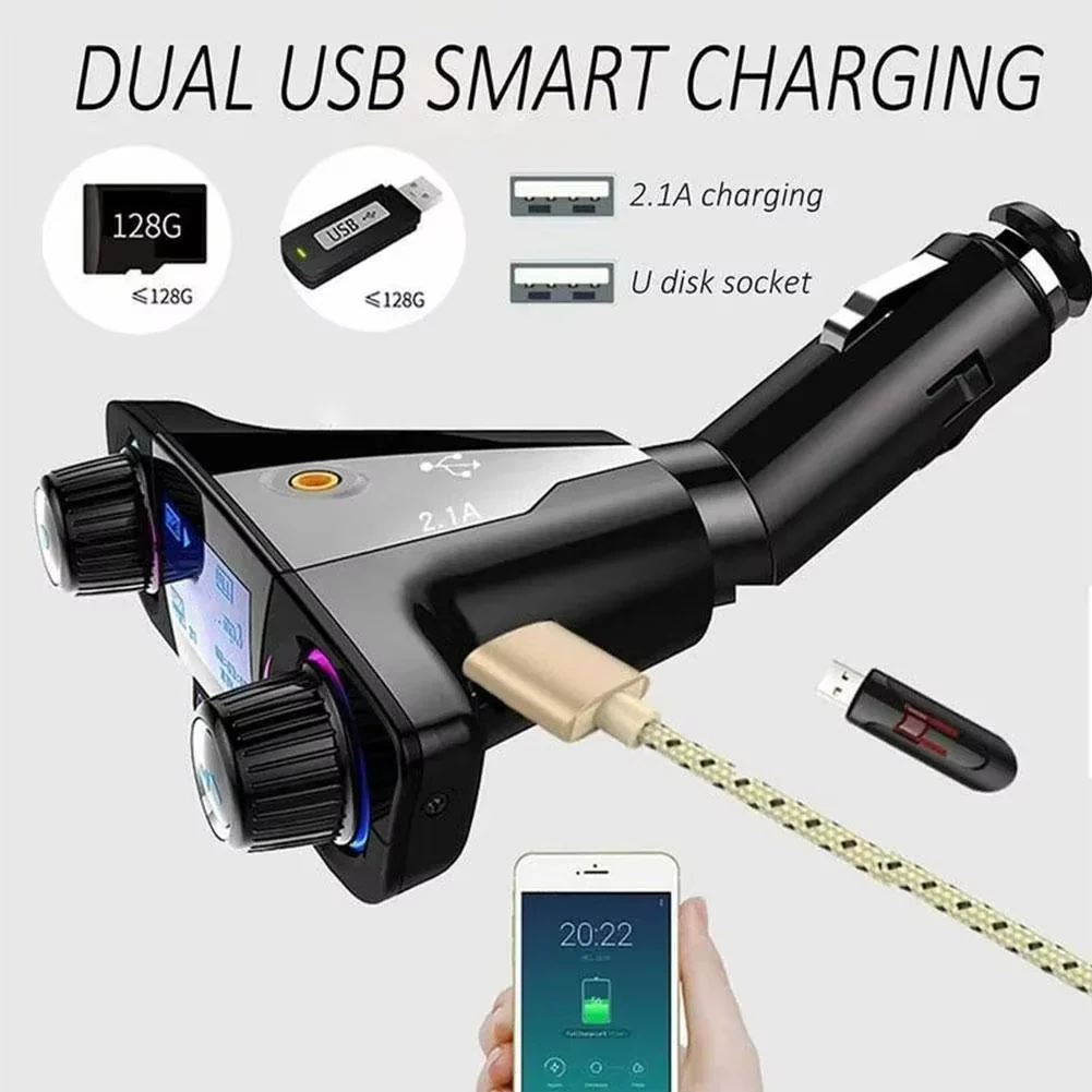 Bluetooth 5.0 Car FM Transmitter with USB Charger