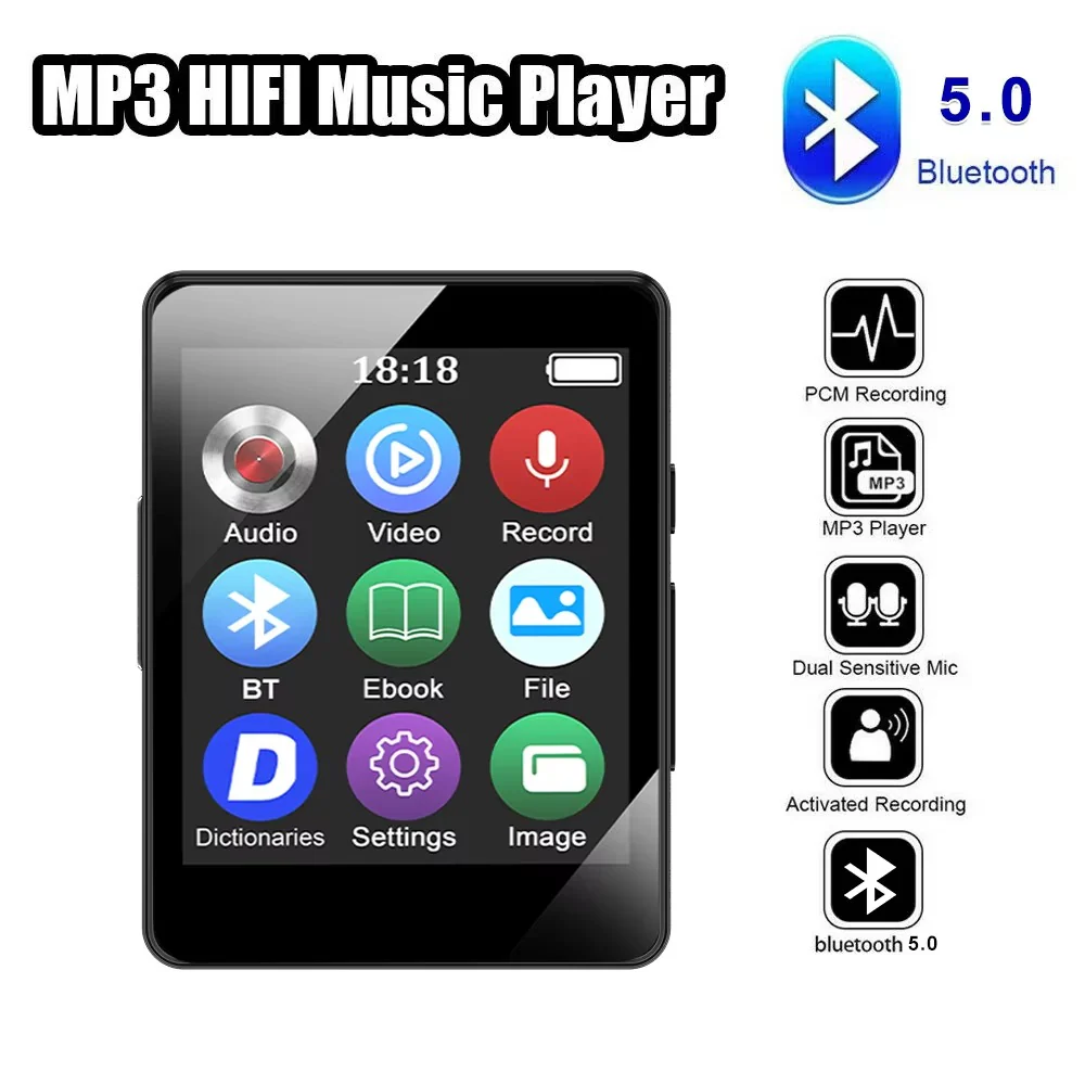 Compact Bluetooth MP3 Music Player with Stereo Audio and Video Playback