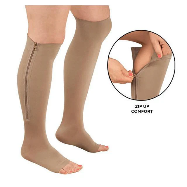 Easy Wear Zipper Compression Socks, 20-30 mmHg Firm Support
