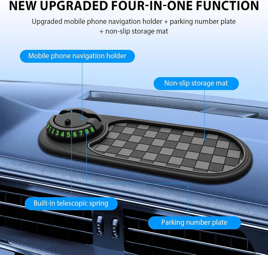 Universal Car Phone Holder with Anti-Slip Dash Mat