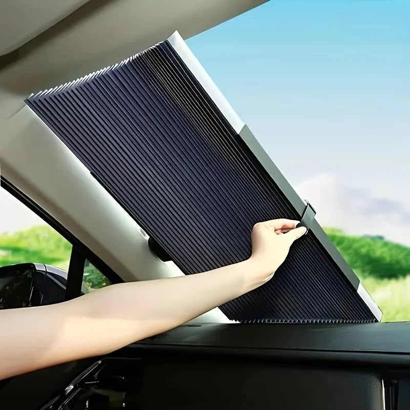 Retractable Car Windshield Sunshade Curtain Set for Front and Rear Windshields