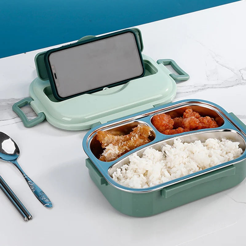 Thermal Lunch Box with 4 Compartments, Stainless Steel