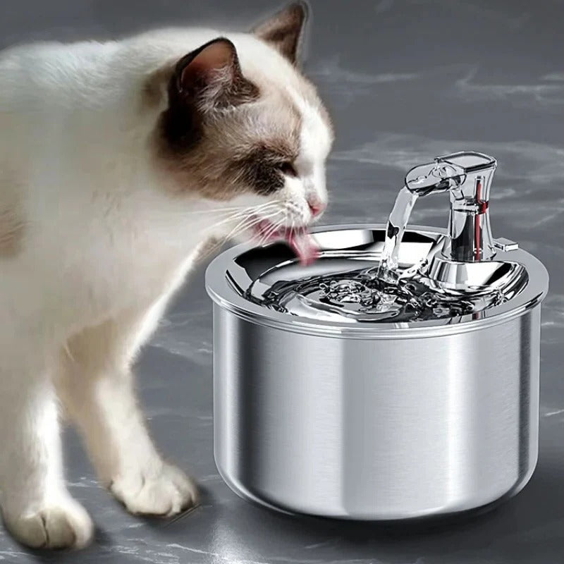 Stainless Steel Cat Water Fountain with Filter and Sensor