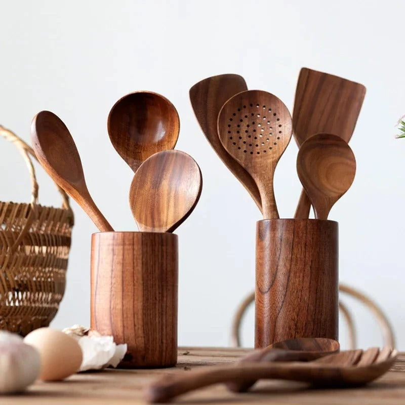 Kitchen Set Made of Natural Teak Wood