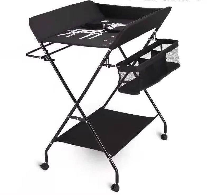 Foldable Baby Changing Table with Adjustable Height & Built-In Bath