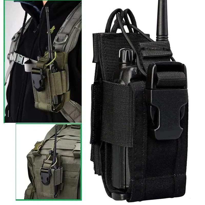 Durable 600D MOLLE Radio Holder Tactical Waist Carry Walkie Talkie Pouch