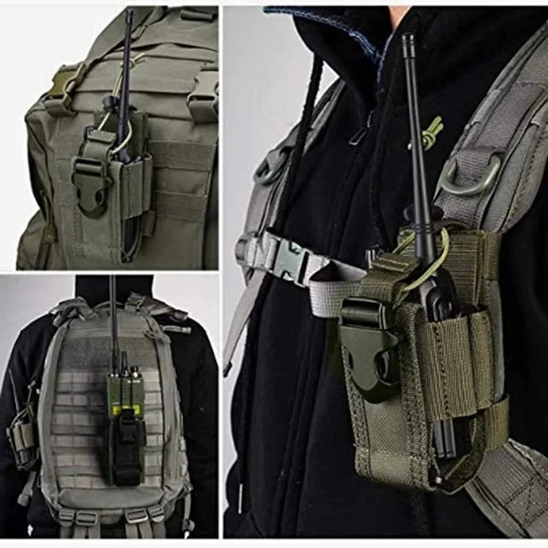 Durable 600D MOLLE Radio Holder Tactical Waist Carry Walkie Talkie Pouch