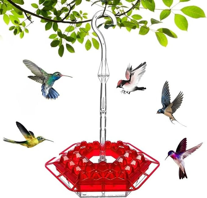 Hanging Hummingbird Feeder Leak Proof Design with Ant Protection & Perch