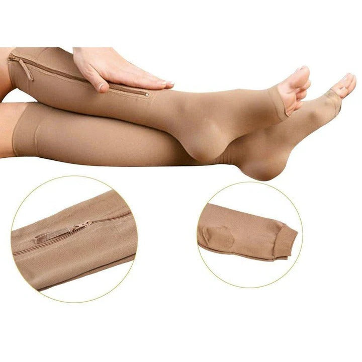 Easy Wear Zipper Compression Socks, 20-30 mmHg Firm Support