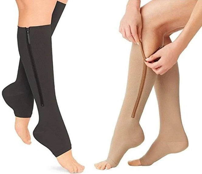 Easy Wear Zipper Compression Socks, 20-30 mmHg Firm Support