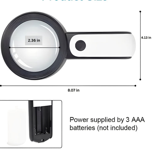 30x Magnifier for Seniors with Bright LED Illumination