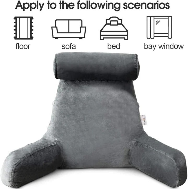 Comfortable Reading Pillow with Armrests for Bed and Sofa
