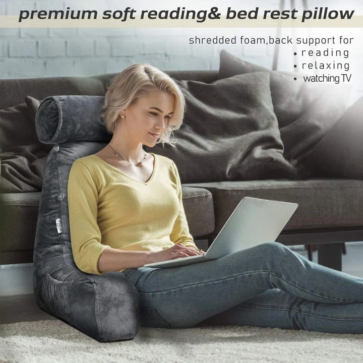 Comfortable Reading Pillow with Armrests for Bed and Sofa