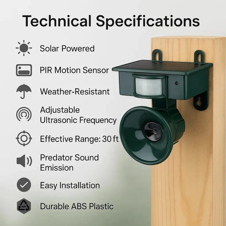 Automatic Motion Sensor Bird Repellent Device for Yard Protection
