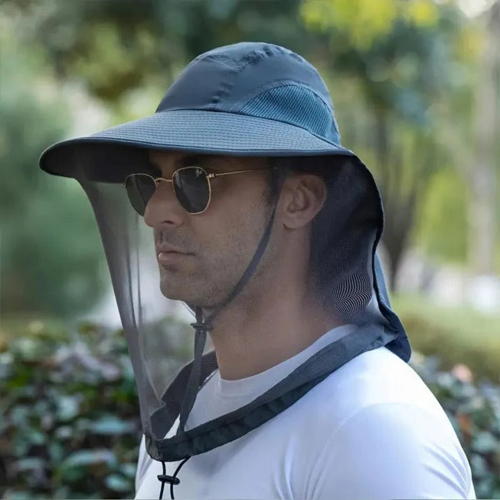 Outdoor Wide Brim Hat with Mesh Net for Sun and Insect Protection