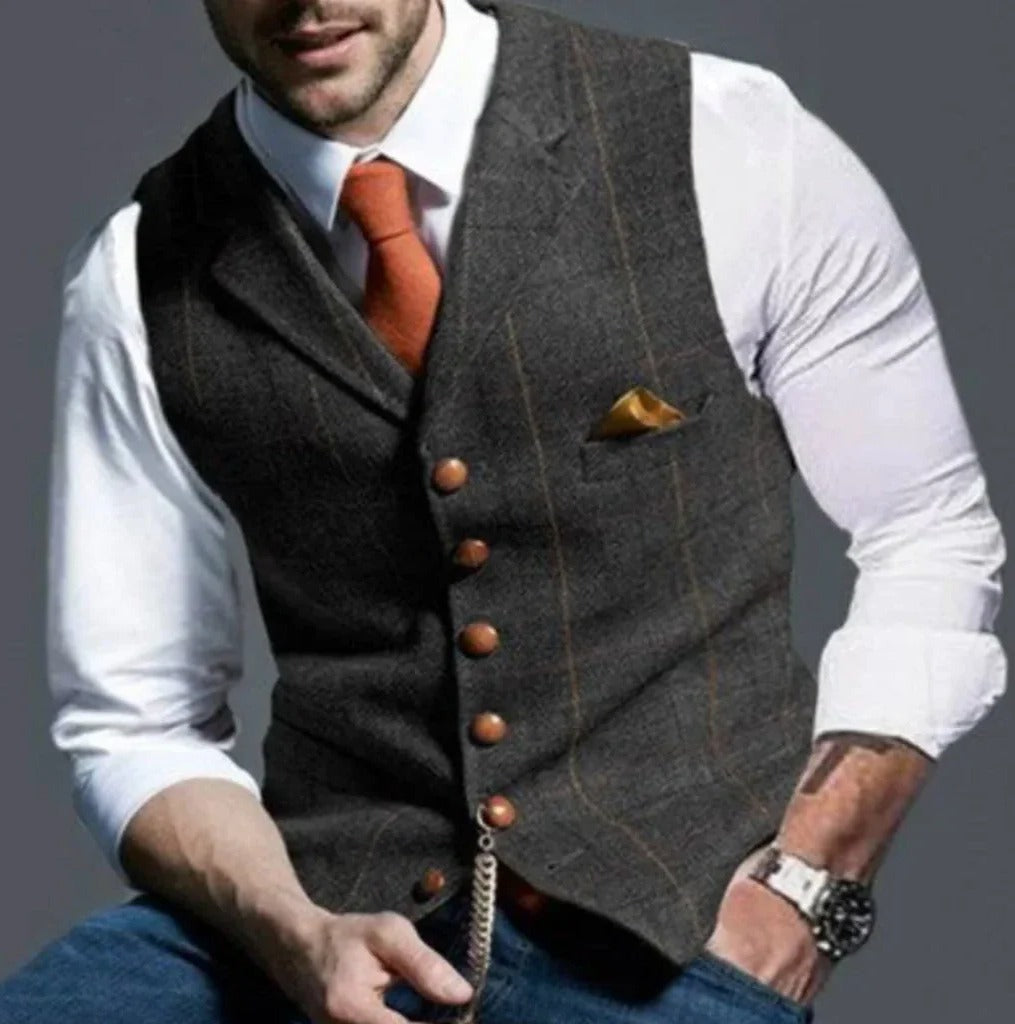 Classic Slim Fit Mens Suit Vest with Six Button Closure