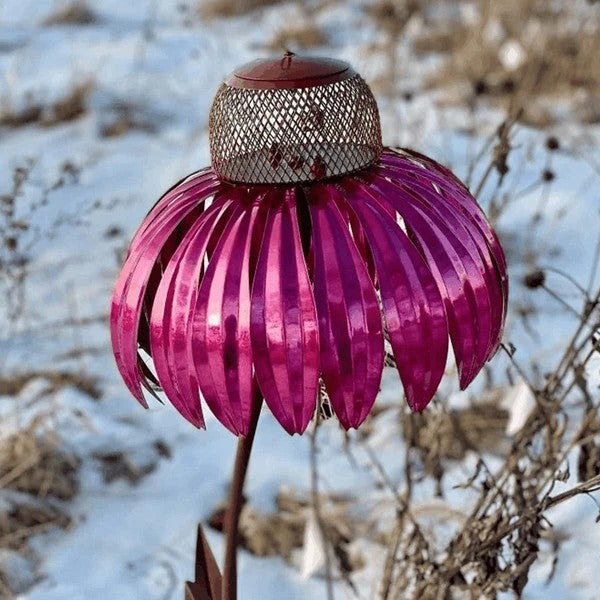 Outdoor Coneflower Bird Feeder with Durable Metal Seed Dish