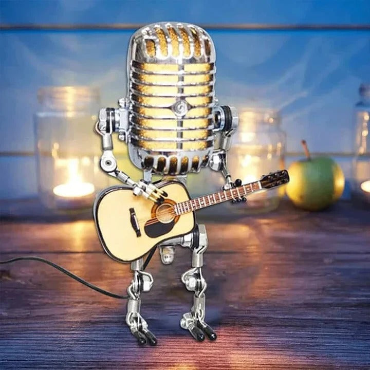 Metal Robot Desk Lamp, Guitar and Microphone Design