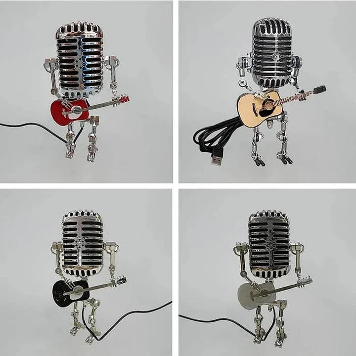 Metal Robot Desk Lamp, Guitar and Microphone Design