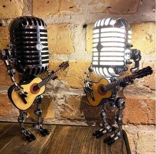 Metal Robot Desk Lamp, Guitar and Microphone Design