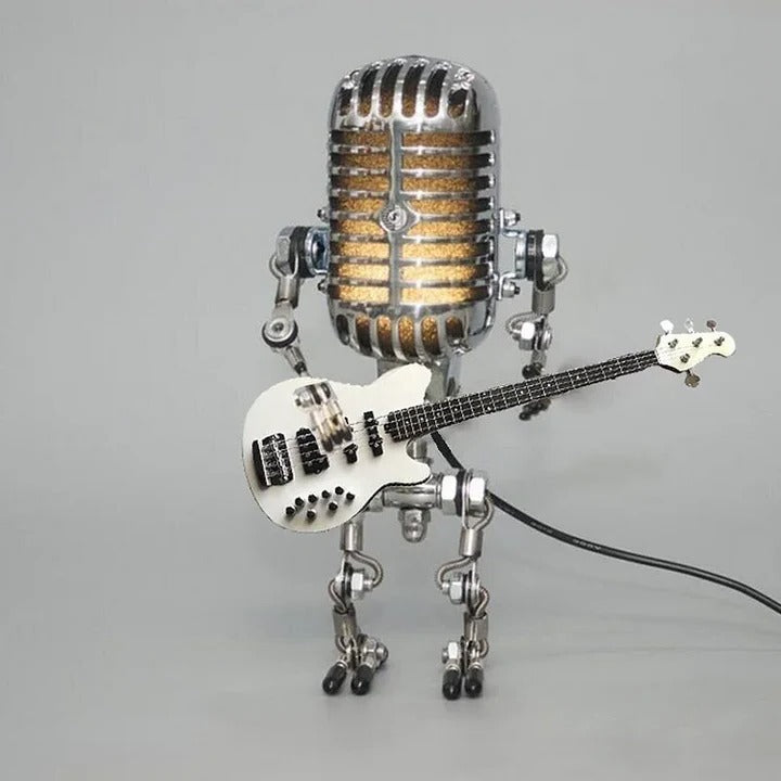 Metal Robot Desk Lamp, Guitar and Microphone Design