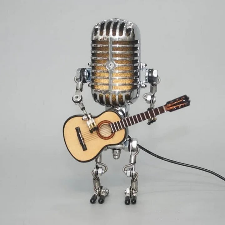 Metal Robot Desk Lamp, Guitar and Microphone Design