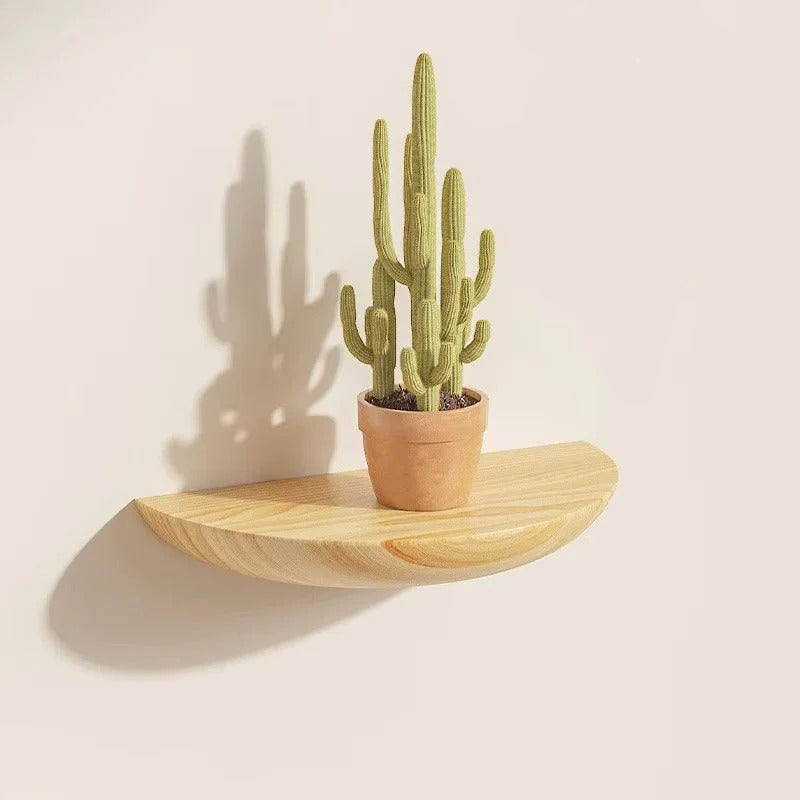 Half-Round Wooden Floating Wall Shelf