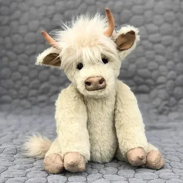 Highland Cow Plush with Floral Accent