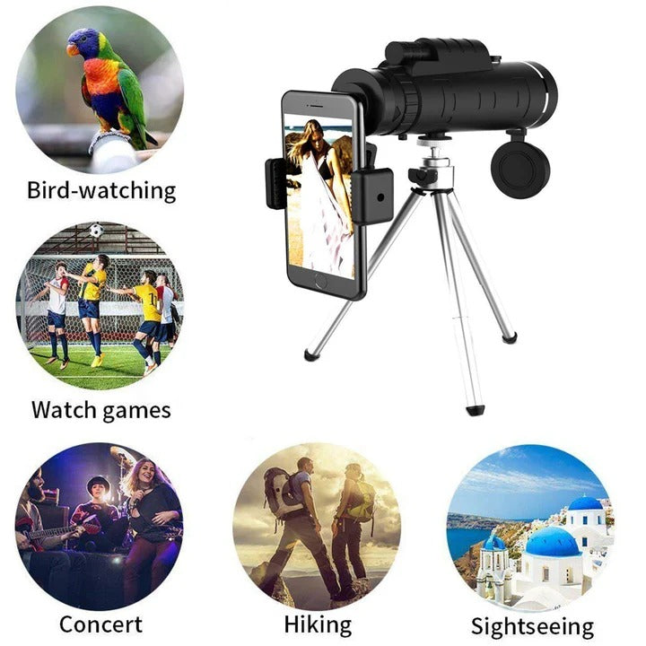 Monocular Telescope with Tripod and Phone Holder
