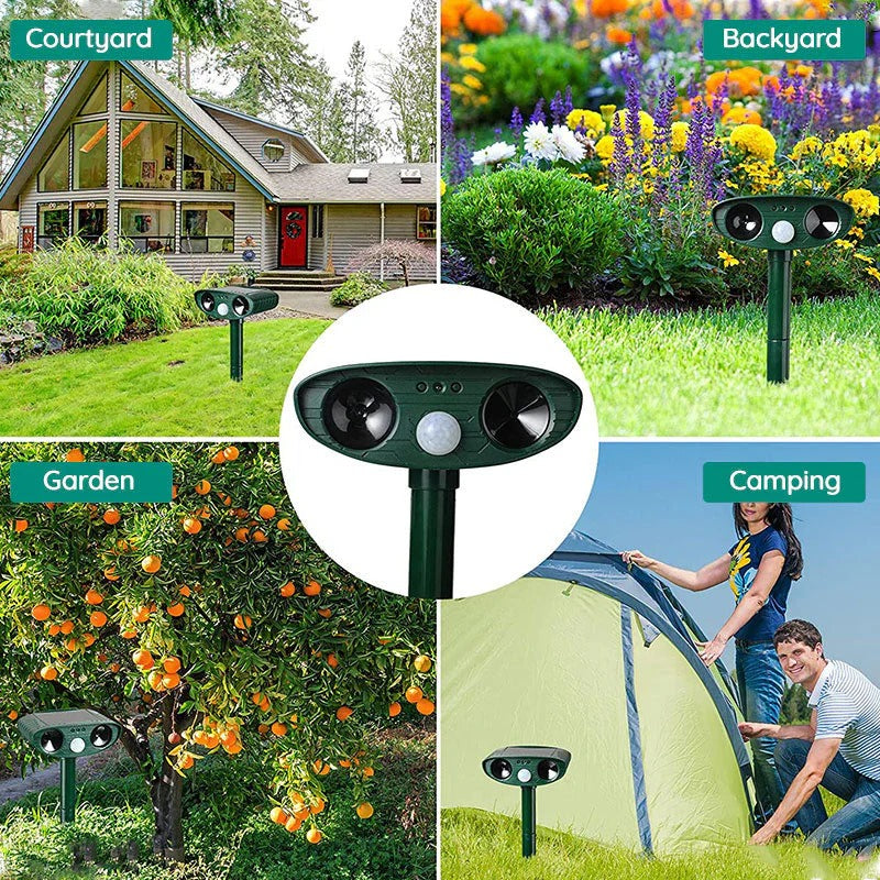 Solar Outdoor Ultrasonic Armadillo Deterrent Device, Motion Activated