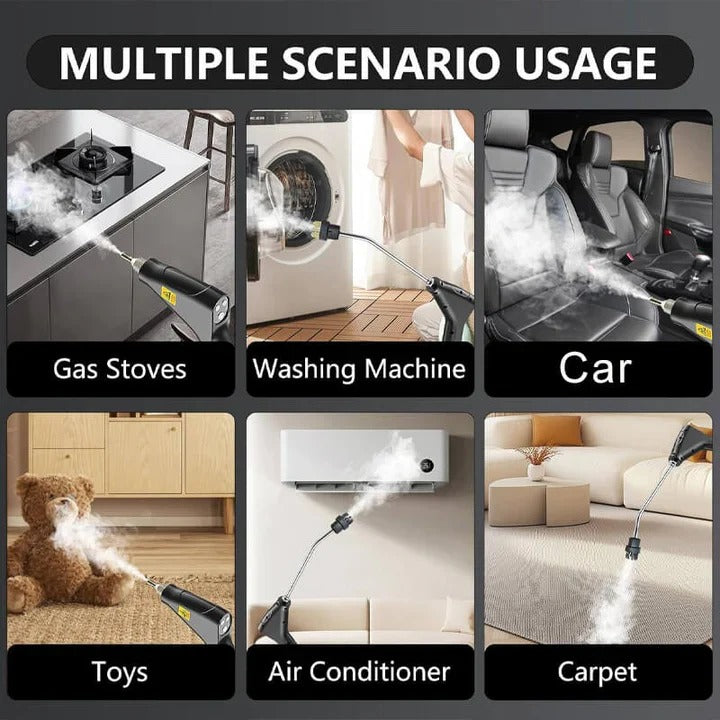 Steam Cleaning Device with Nozzles and Heat Resistant Gloves